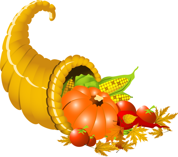 A Thankful Time Of Year - Cornucopia Clip Art Free (600x530), Png Download