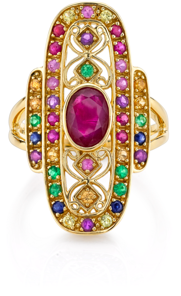 Antique Rainbow Cocktail Ring - Engagement Ring (750x750), Png Download