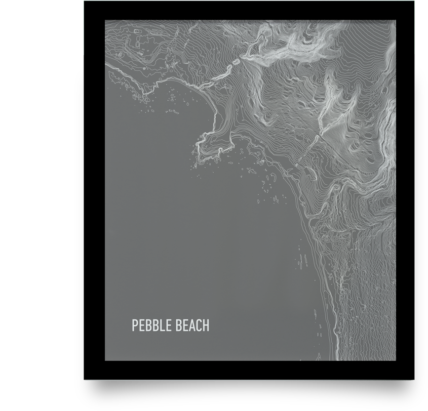 Pebble Beach Topo Gray Giclée Print - Motif (989x987), Png Download