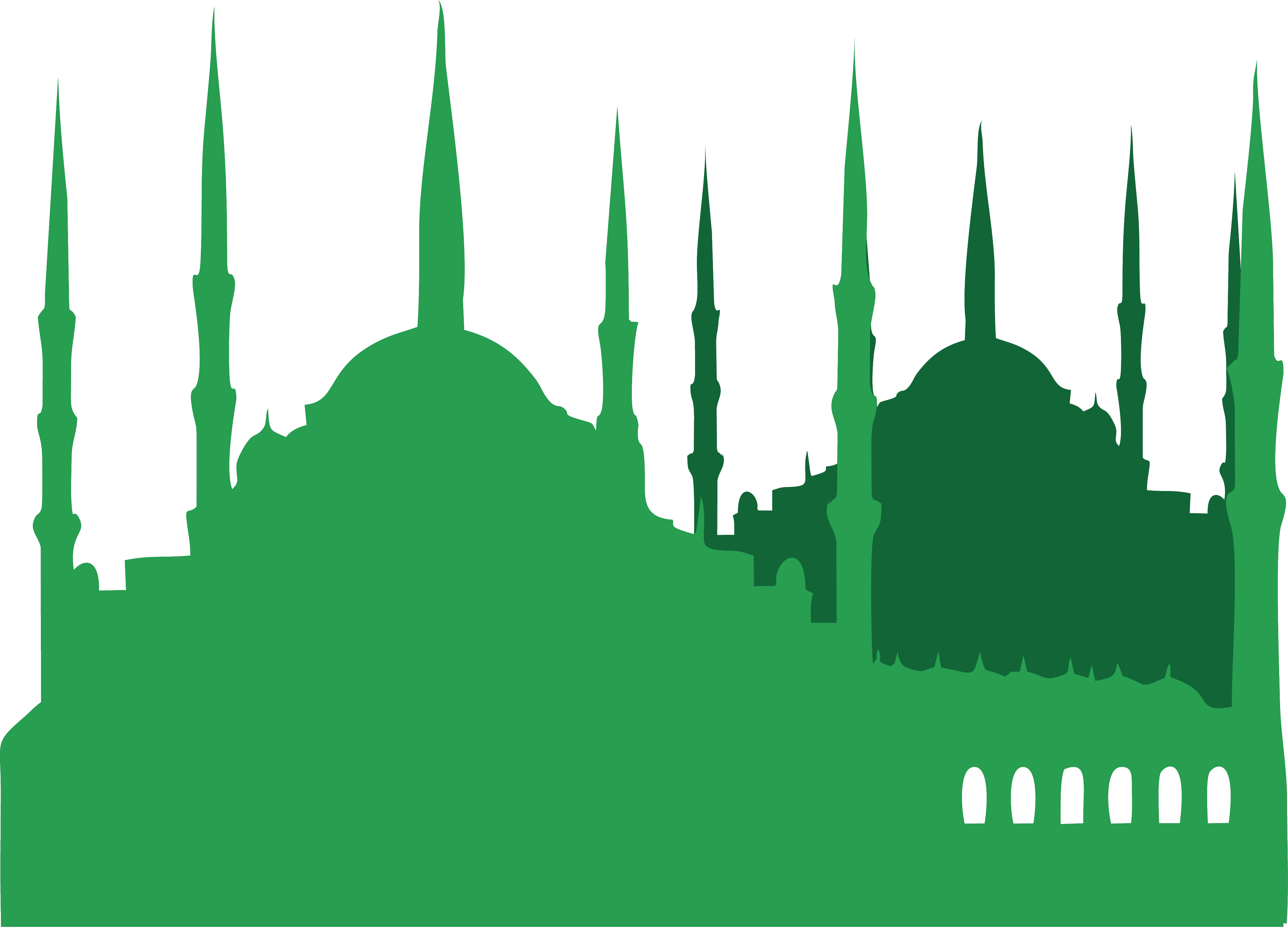 Svg Black And White Stock Turkey Islam Illustration - Green Mosque Silhouette (4240x3051), Png Download