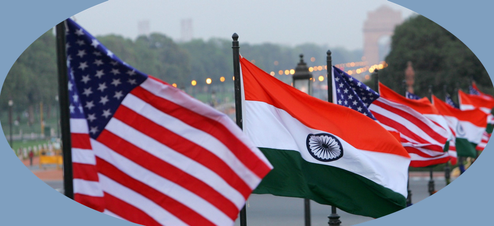 Us India Flags (1000x458), Png Download