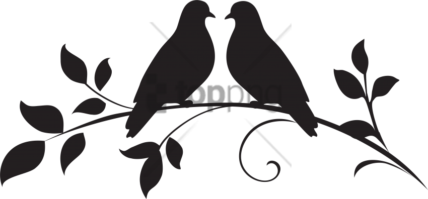 Free Png Love Birds Silhouette Png Image With Transparent - Wedding Dove Silhouette Png (850x396), Png Download