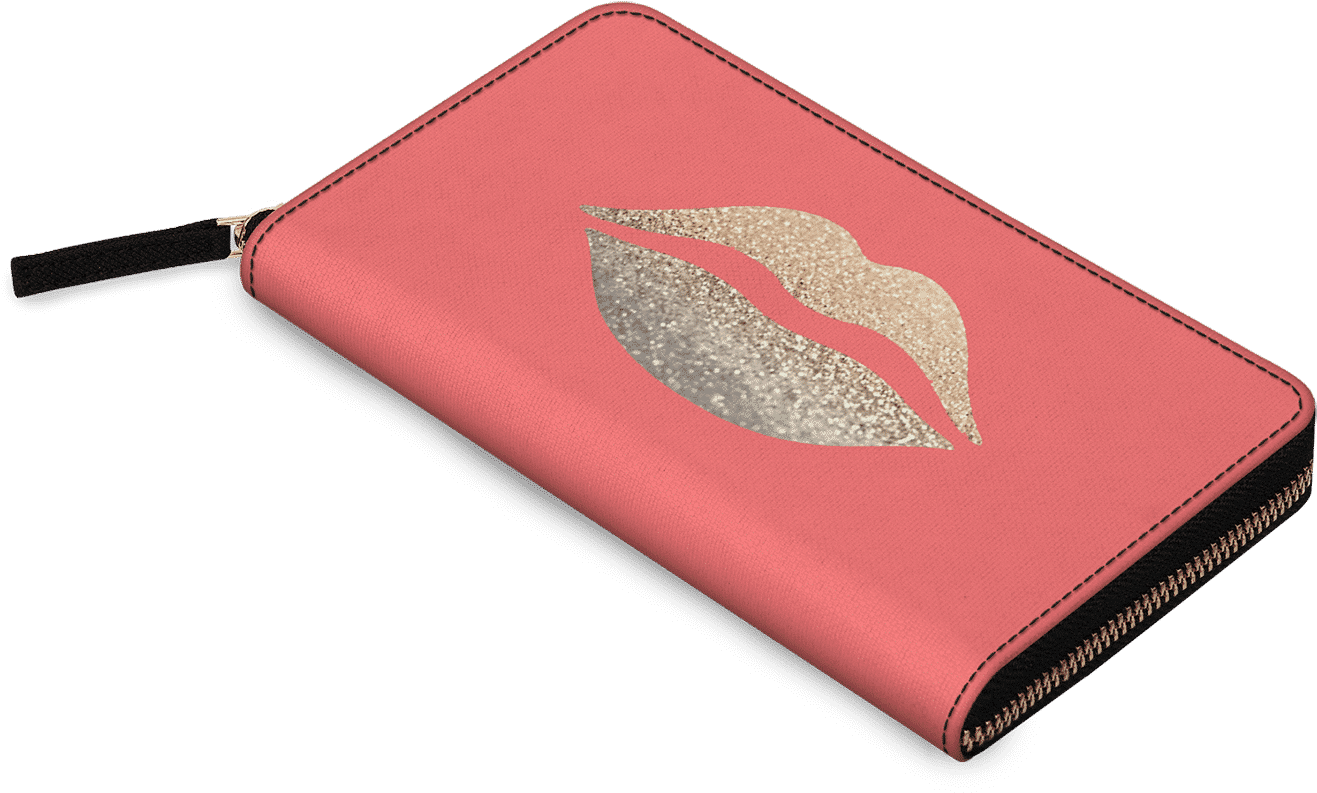 Dailyobjects Gatsby Gold Lips Coral Women's Classic - Wallet (1429x900), Png Download