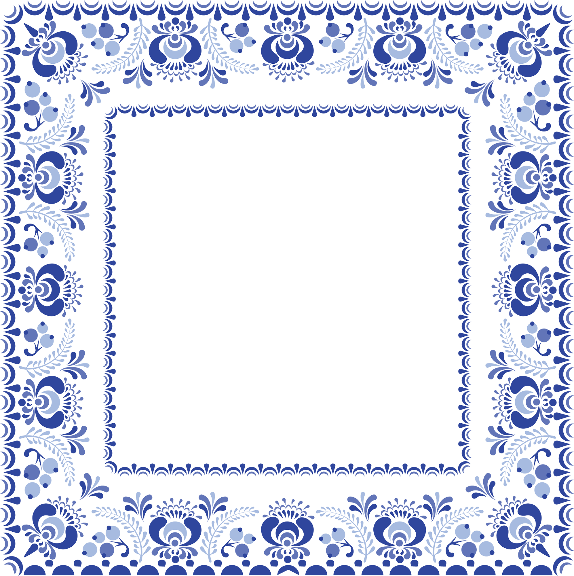 Blue Frame - Blue And White Pottery (1994x2000), Png Download