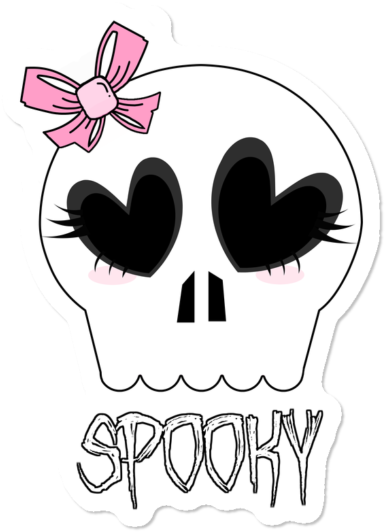 Spooky Cutie Skull Sticker - Skull (650x650), Png Download