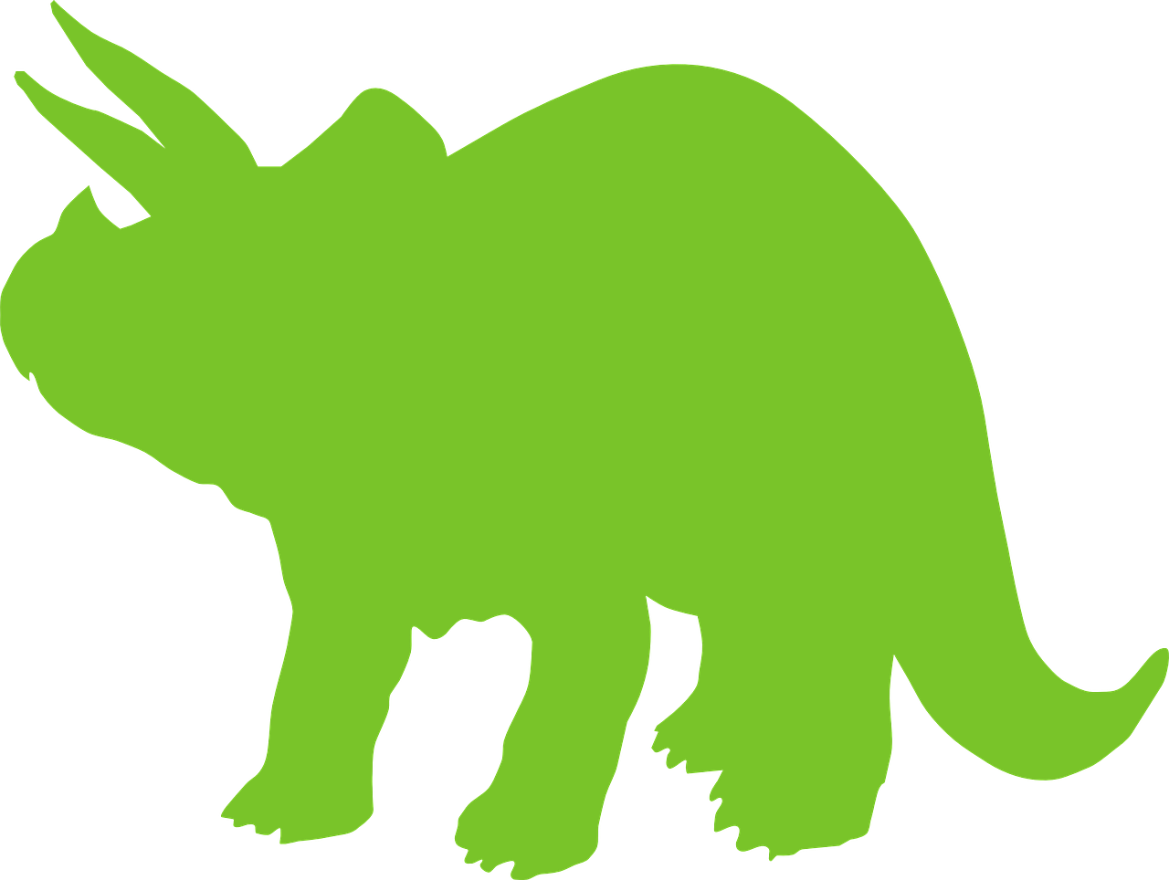 Vector Graphics, - Green Triceratops Silhouette Png (1280x964), Png Download