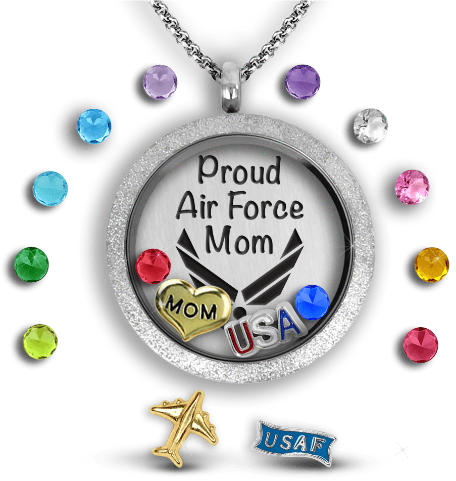 Air Force Mom Charm Necklace Locket Set Tell Me A Charm - Air Force Symbol (1000x1000), Png Download