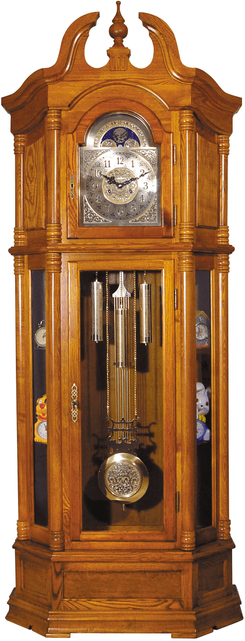 Grandfather Clock Oak Wood -w/p1 - Grandfather Clock (1200x2320), Png Download