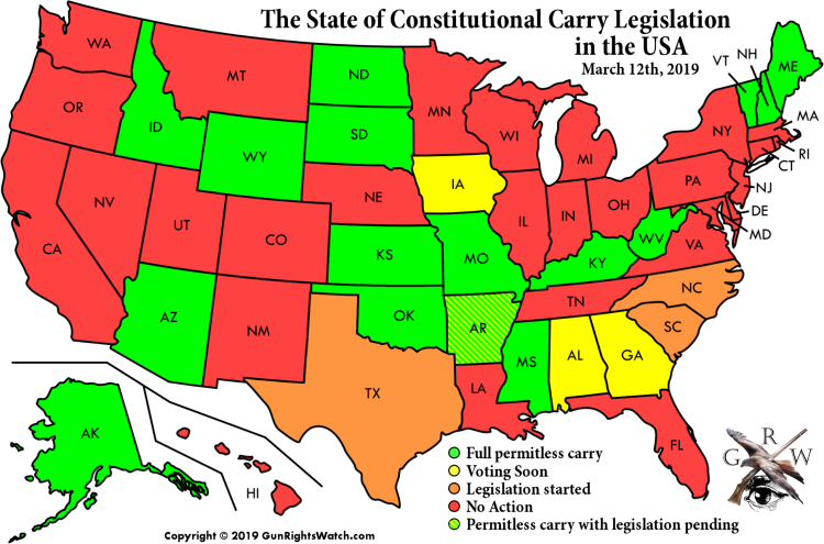 The State Of Constitutional Carry In The Us - Granholm V Heald (750x495), Png Download