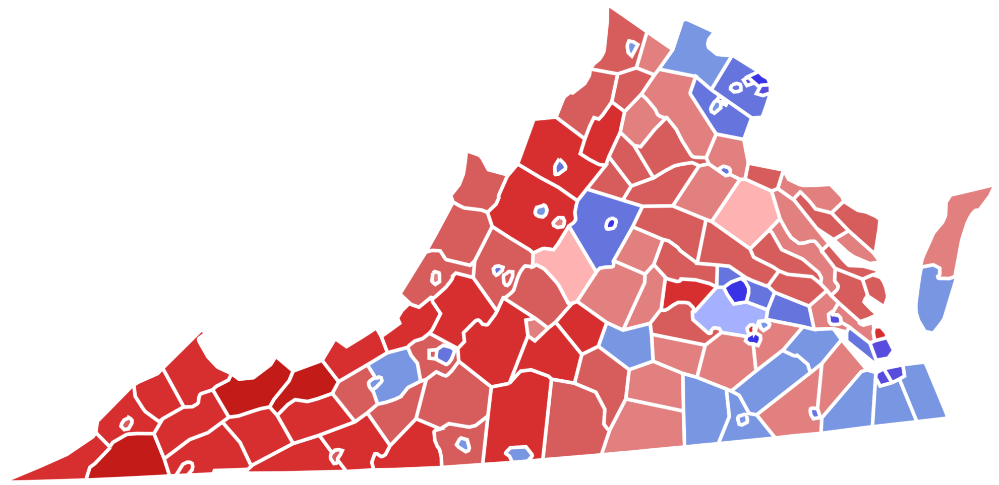 Blue Wave Try Blue Tsunami - Virginia 2016 Election Results By County (2048x991), Png Download