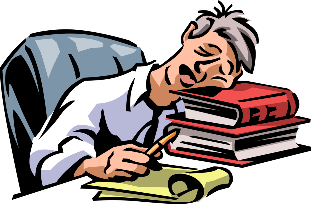 Vector Illustration Of Exhausted, Overworked, Underappreciated - Tired Office Worker Cartoon (1066x700), Png Download