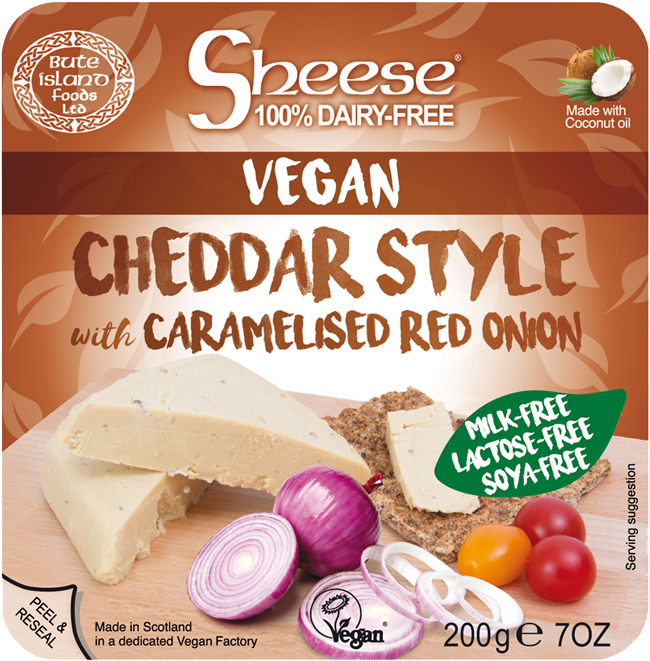 Sheese Vegan Cheddar Style With Caramelised Red Onion - Natural Foods (984x700), Png Download
