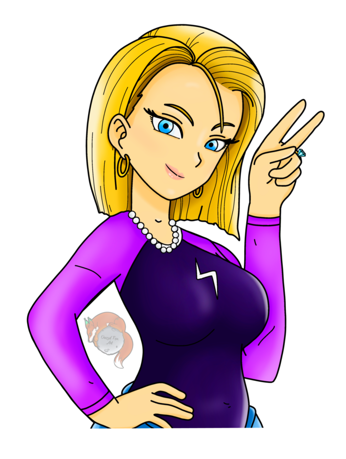Android 18 Sticker By Dazedfoxart - Cartoon (786x1017), Png Download