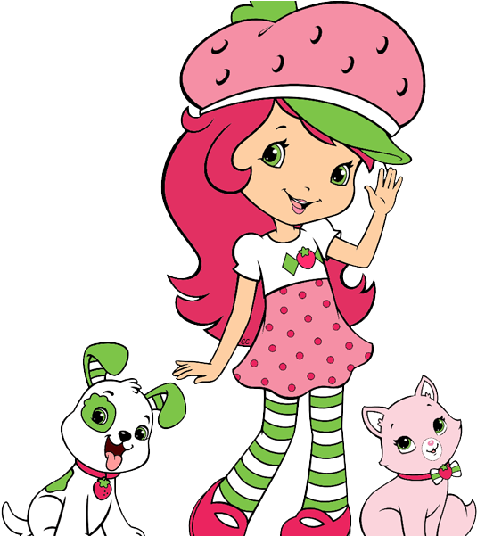 Strawberry Shortcake Cartoon Strawberry Shortcake Berry - Strawberry Shortcake With Pupcake And Custard (550x600), Png Download