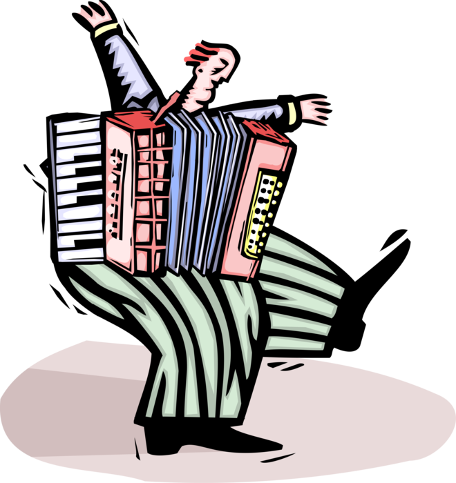 Vector Illustration Of Musician Plays Accordion Bellows-driven - Cartoon Accordion (660x700), Png Download