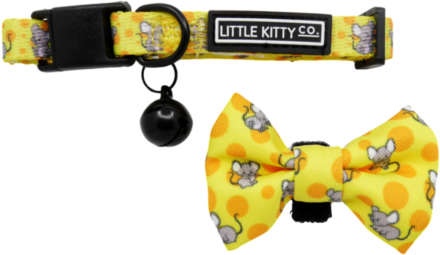 Cheesin' Around Collar And Bow Tie - Leash (690x690), Png Download