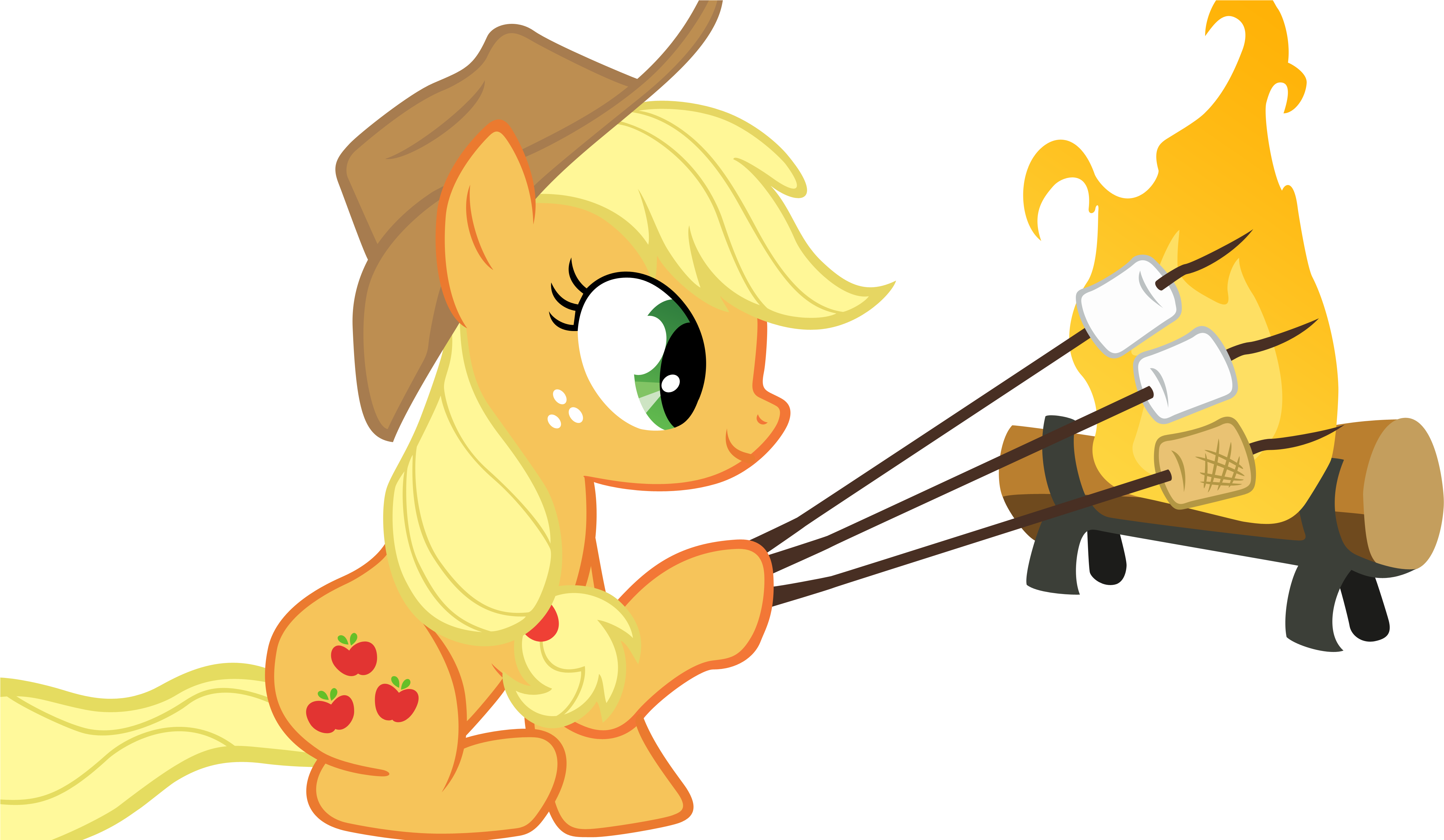 Pony Full Moon Clip Art Transprent Png - Applejack Roasting Marshmallows (5000x2813), Png Download