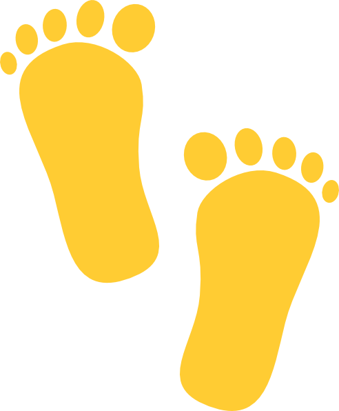 Footprints Clipart Yellow - Pezinho De Bebe Azul Png (492x596), Png Download