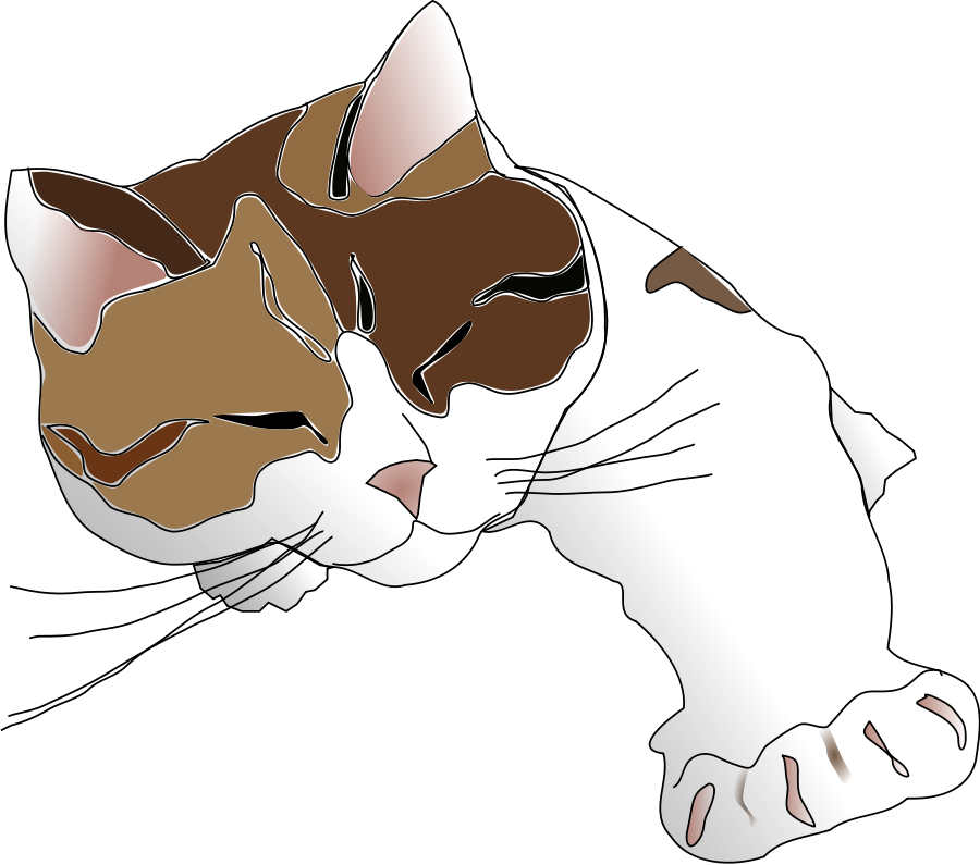 Sleepy Calico Cat Clipart, Vector Clip Art Online, - Calico Cat Clipart (900x795), Png Download