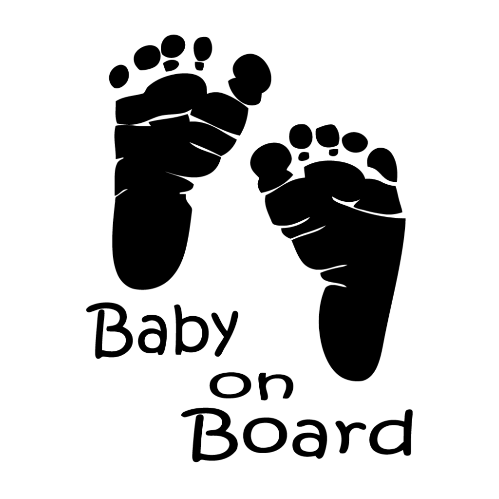 Baby Footprints Black And White Clipart Infant Footprint - Sticker Baby On Board Cute (900x900), Png Download