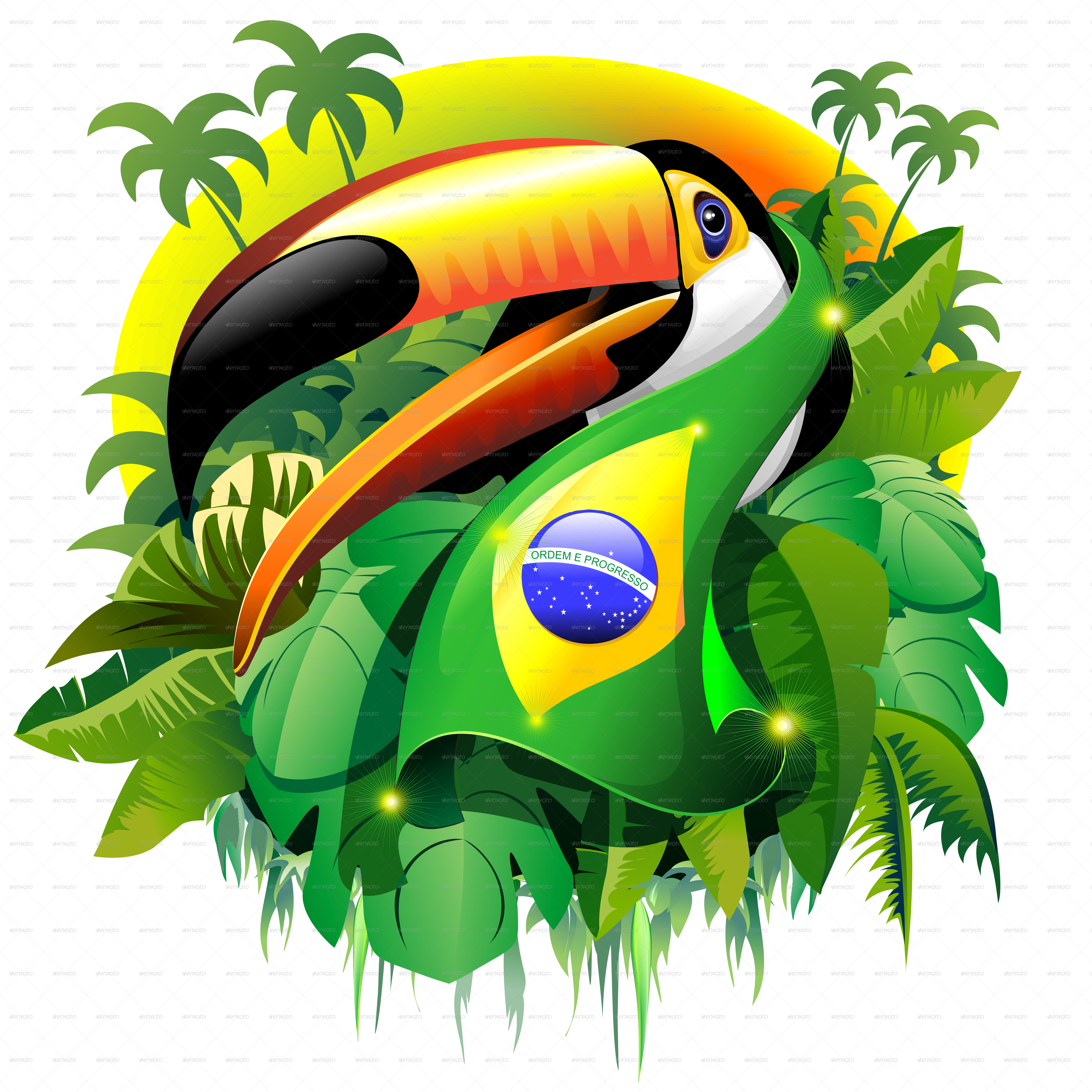 Png Royalty Free Toco With Flag By Bluedarkat Graphicriver - Brazil Toucan (5000x5000), Png Download