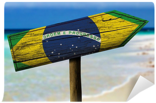 Brazil Flag Wooden Sign With A Beach On Background - Viagem Pelo Brasil (400x400), Png Download