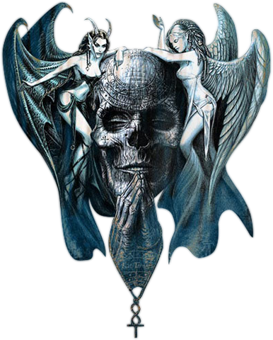 Skull-007 - Skull Fantasy Art (386x480), Png Download