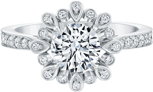 Winston Blossom Diamond Engagement Ring Clipart Png - D/vvs2 Engagement Ring 2 Carat Round Cut 14k White (1200x800), Png Download