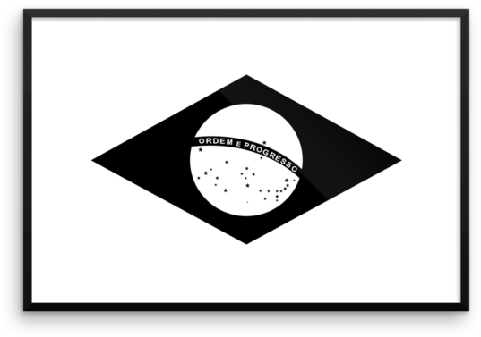 Brazil Flag Wall Art - Brazil Flag Clipart Black And White (600x600), Png Download