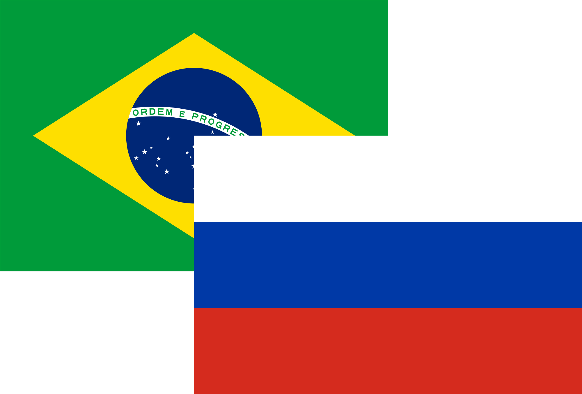 Open - Russia And Brazil Flag (2000x1356), Png Download