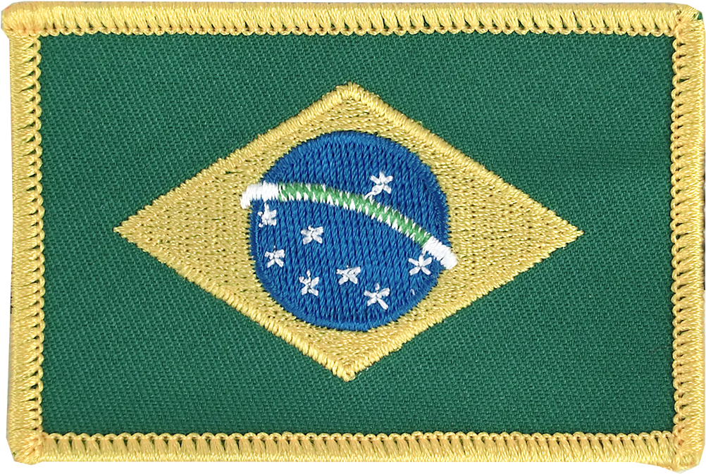 Brazil - Flag Patch - American Flag White Border Iron On Embroidered Applique (1500x1000), Png Download
