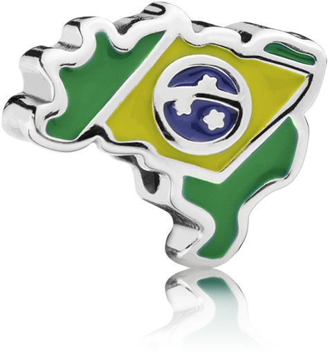 Brazil Heart Flag, Green, Yellow & Blue Enamel - Pandora Brazil Charm 791303enmx (999x999), Png Download