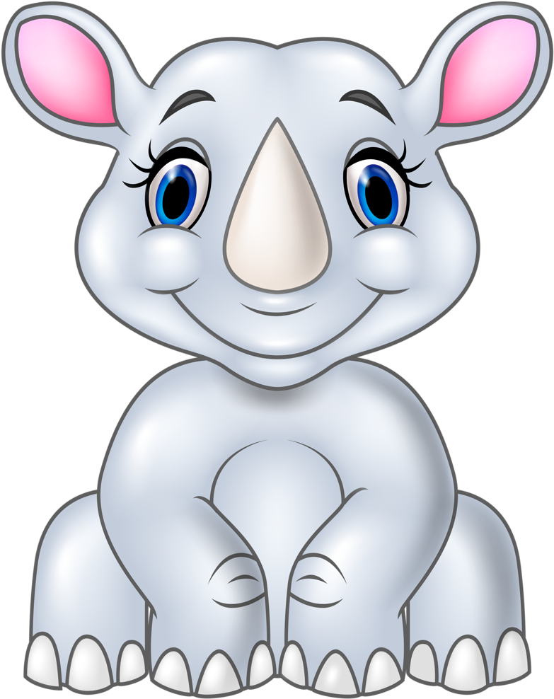 Clipart Rock Animated - Cartoon Baby Rhino (810x1024), Png Download