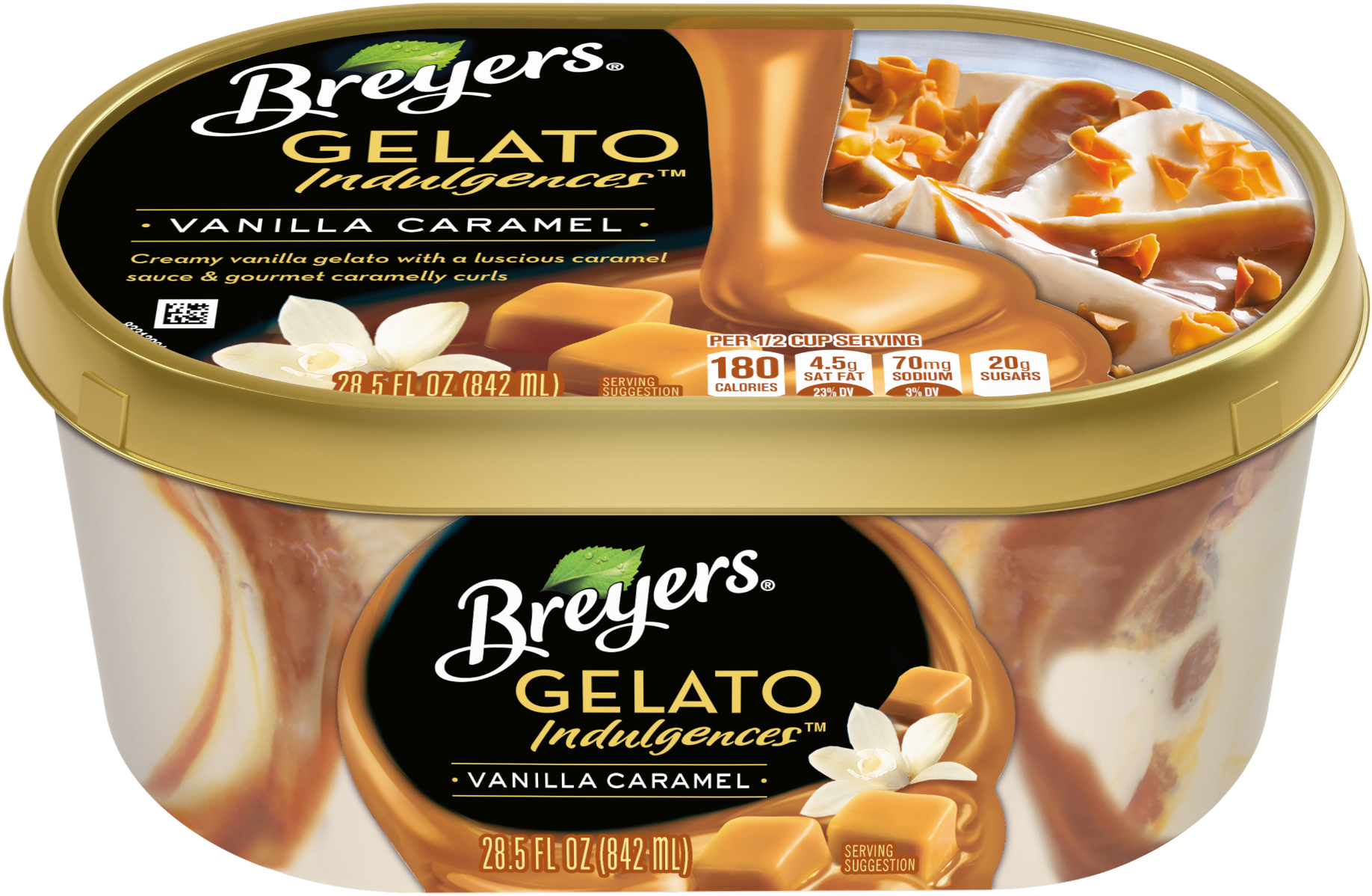 5 Ounce Tub Of Breyers Vanilla Caramel Gelato Indulgences - Breyers Gelato Caramel (1960x1960), Png Download