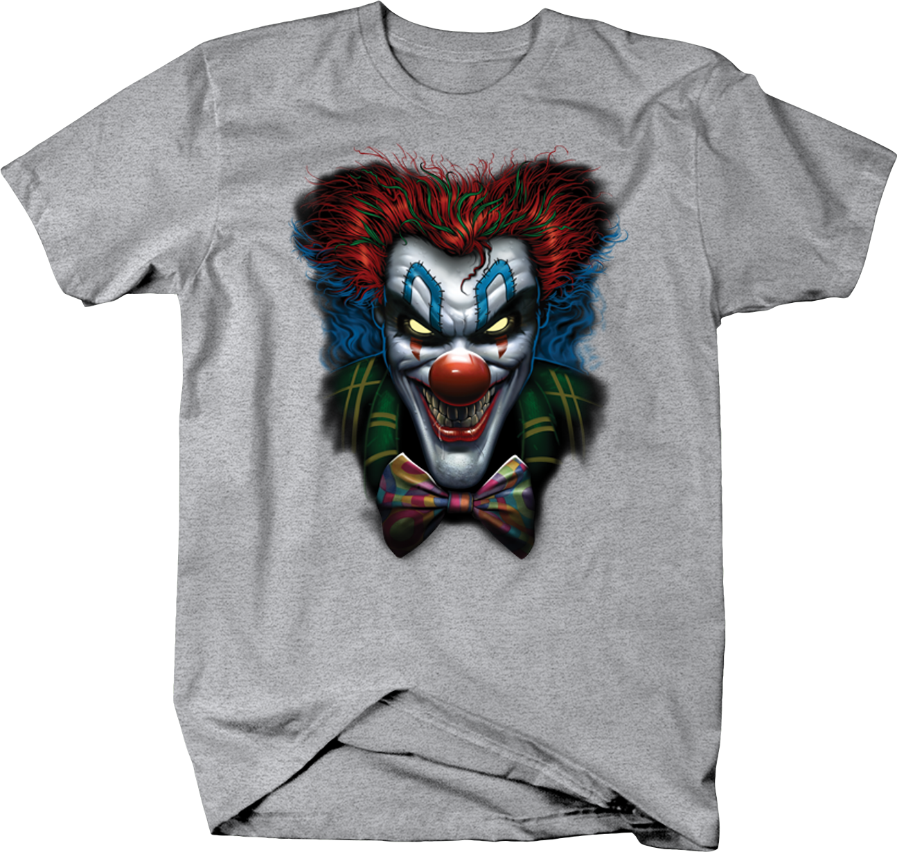 Evil Clown Looking At You Crazy Red Hair - Mens T-shirt Creepy Clown Red Poofy Hair Bow Tie Navy (1295x1229), Png Download