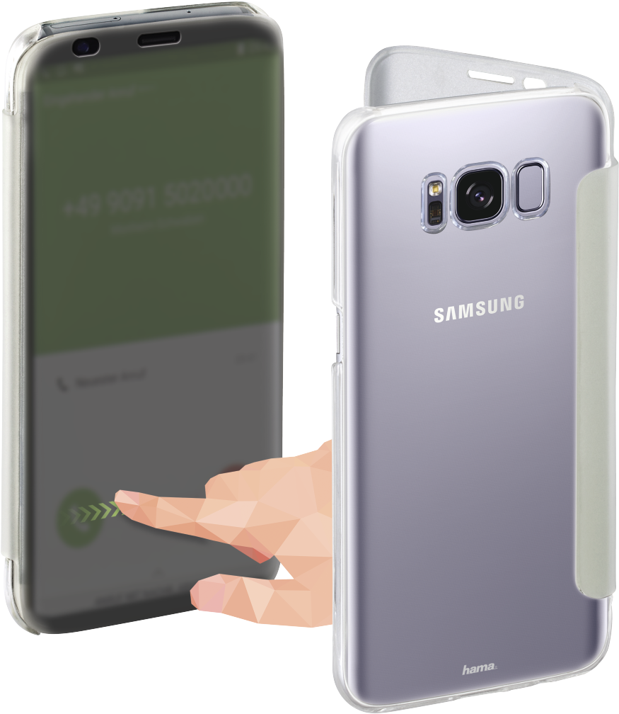 "view" Booklet For Samsung Galaxy S8, Silver - Hama Booklet View Samsung Galaxy S8 Flip Cover - Sølv (1100x1100), Png Download