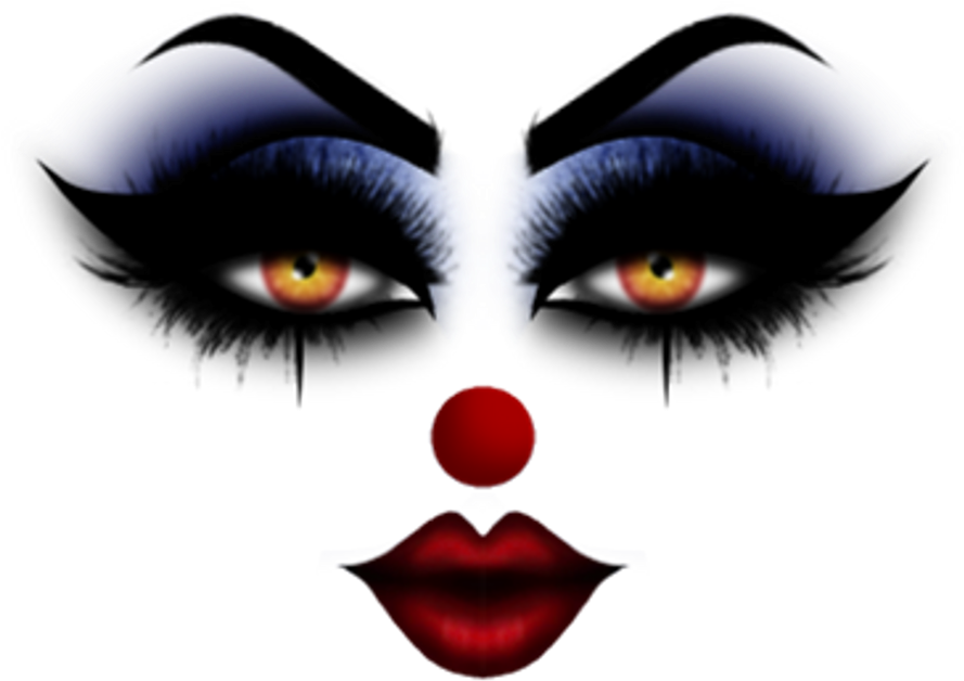 Clown Face Blue Black Eyes Evil Horror Cartoon Effects - Transparent Clown Makeup (1024x1024), Png Download
