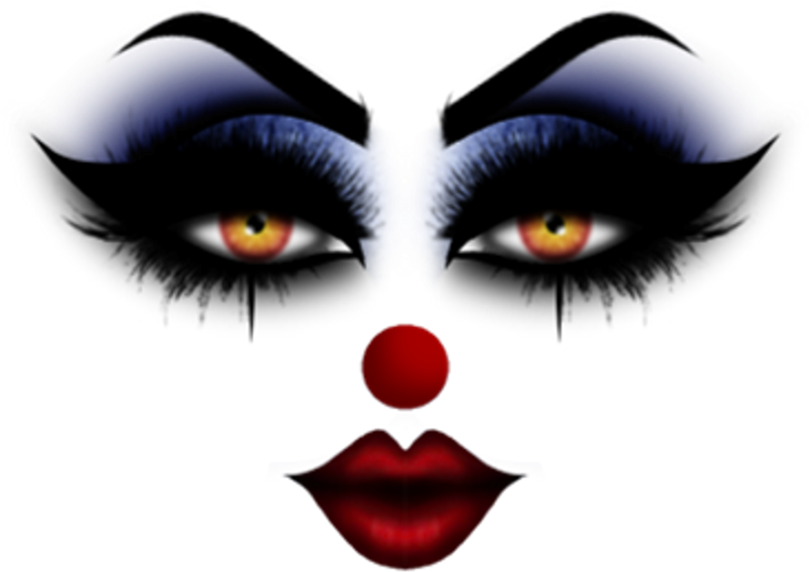 Clown Face Blue Black Eyes Evil Horror Cartoon Effects - Transparent 