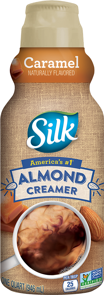 Silk Caramel Almond Creamer - Silk Vanilla Almond Creamer 16 Fl. Oz. Bottle (496x1130), Png Download