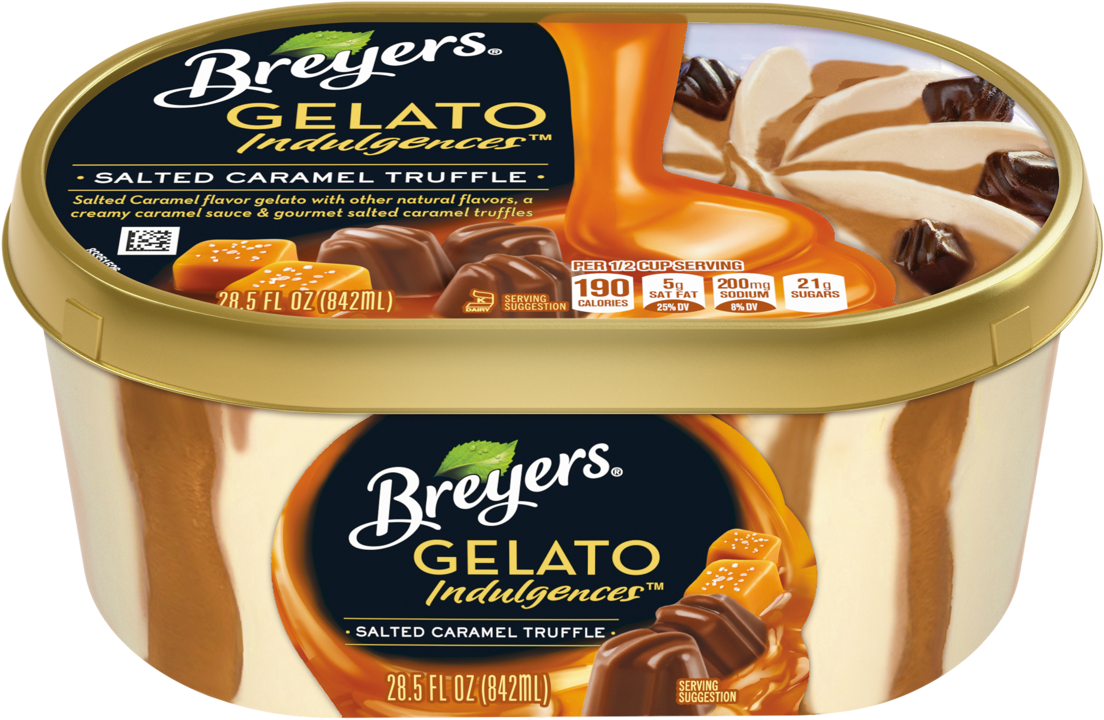 5 Ounce Tub Of Breyers Salted Caramel Gelato Indulgences - Breyers Gelato Raspberry Cheesecake (2365x2365), Png Download