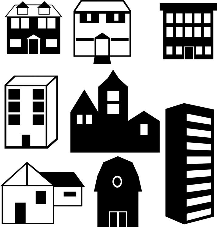 Apartment Silhouette Building House Real Estate - Apartment Silhouette (714x749), Png Download