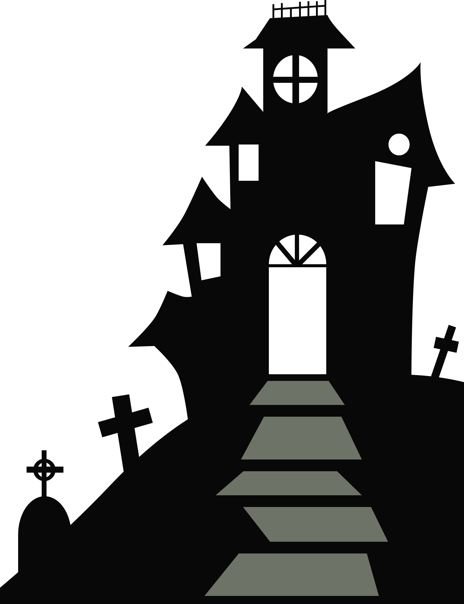 Haunted House Silhouette Png - Transparent Haunted House Silhouette (1536x1998), Png Download