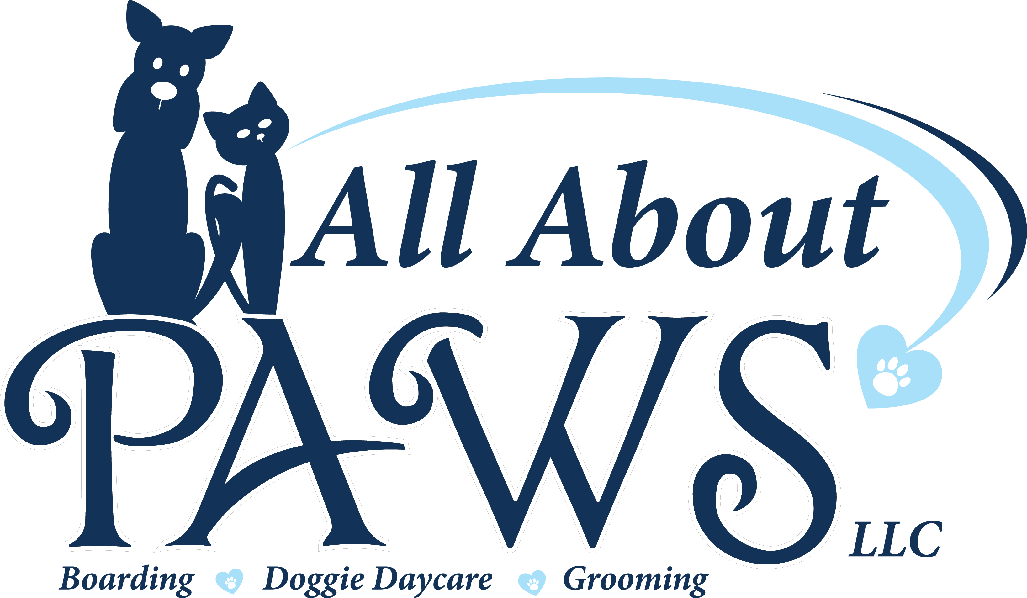 The All About Paws Logo In Navy Blue With A Light Blue - Navy Blue (3275x1907), Png Download