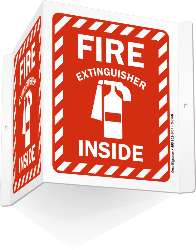 Projecting Fire Extinguisher Inside Sign With Striped - Fire Hose Inside Sign (628x800), Png Download