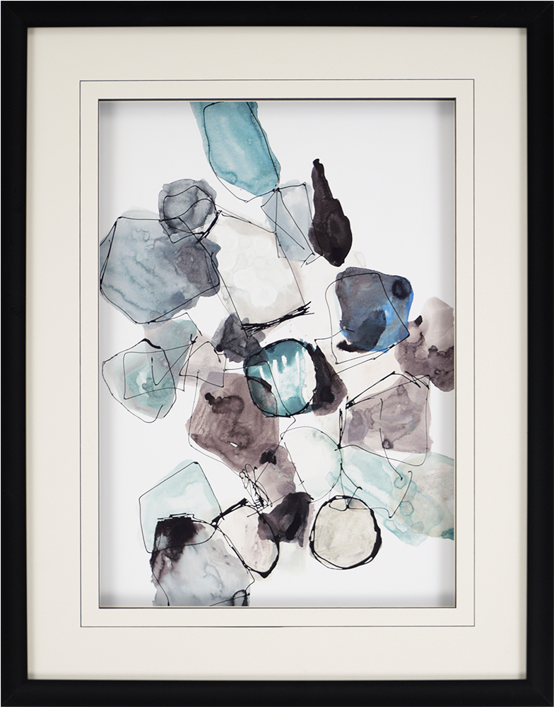 Falling Geometric Shapes Are Matted In White And Framed - Geometric Pools Poster Print By Lora Gold (1000x1000), Png Download