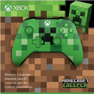 Xbox One Bluetooth Wireless Controller Minecraft Creeper - Xbox One Minecraft Creeper Wireless Controller - Green (350x438), Png Download