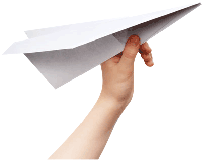 Paper Airplane Png Contact Contact - Paper Airplane Hand Png (401x316), Png Download