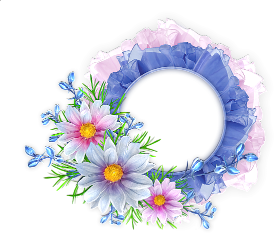 Pink Round Floral Frame (600x485), Png Download