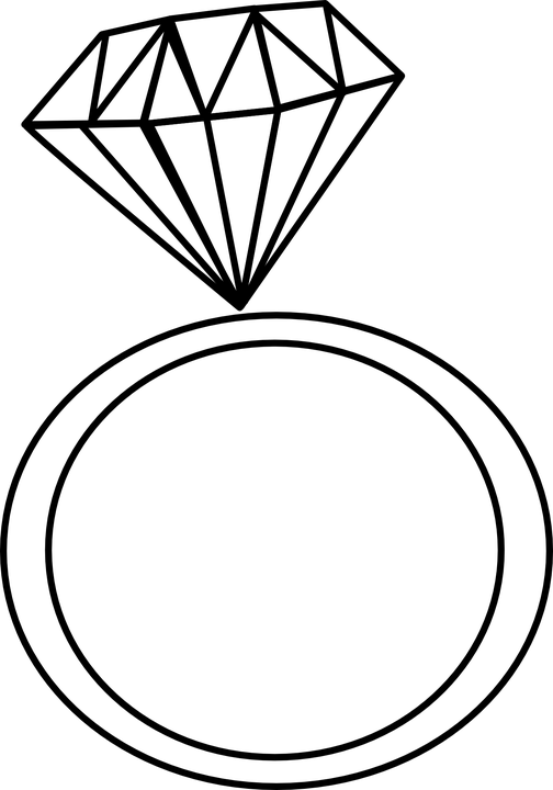 Banner Library Collection Of Free Gems Clipart Diamond - Ring Clipart Black And White (504x720), Png Download
