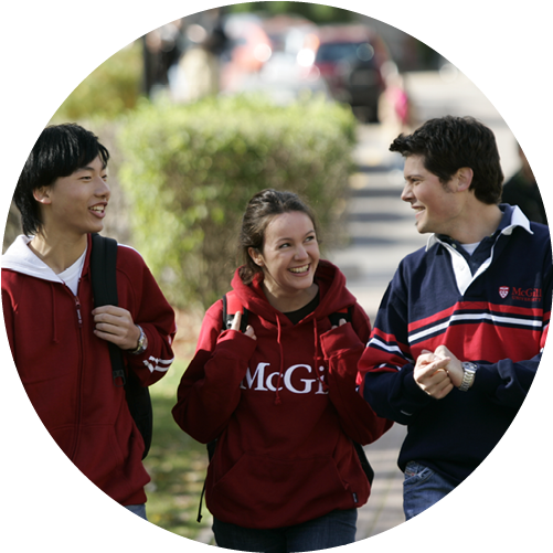Three Students Wearing Mcgill Sweaters Walking On Campus - Mcgill University (500x520), Png Download